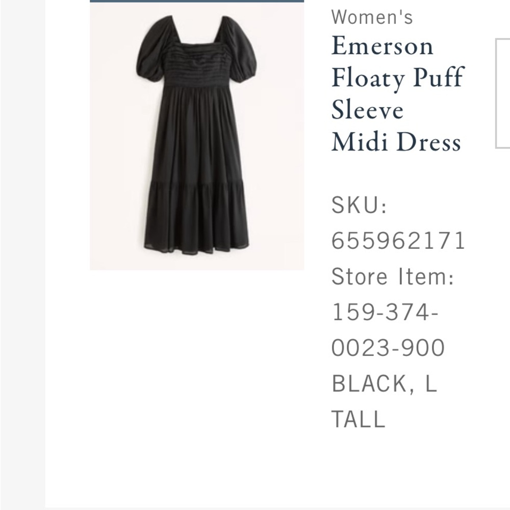 Abercrombie and Finch black dress